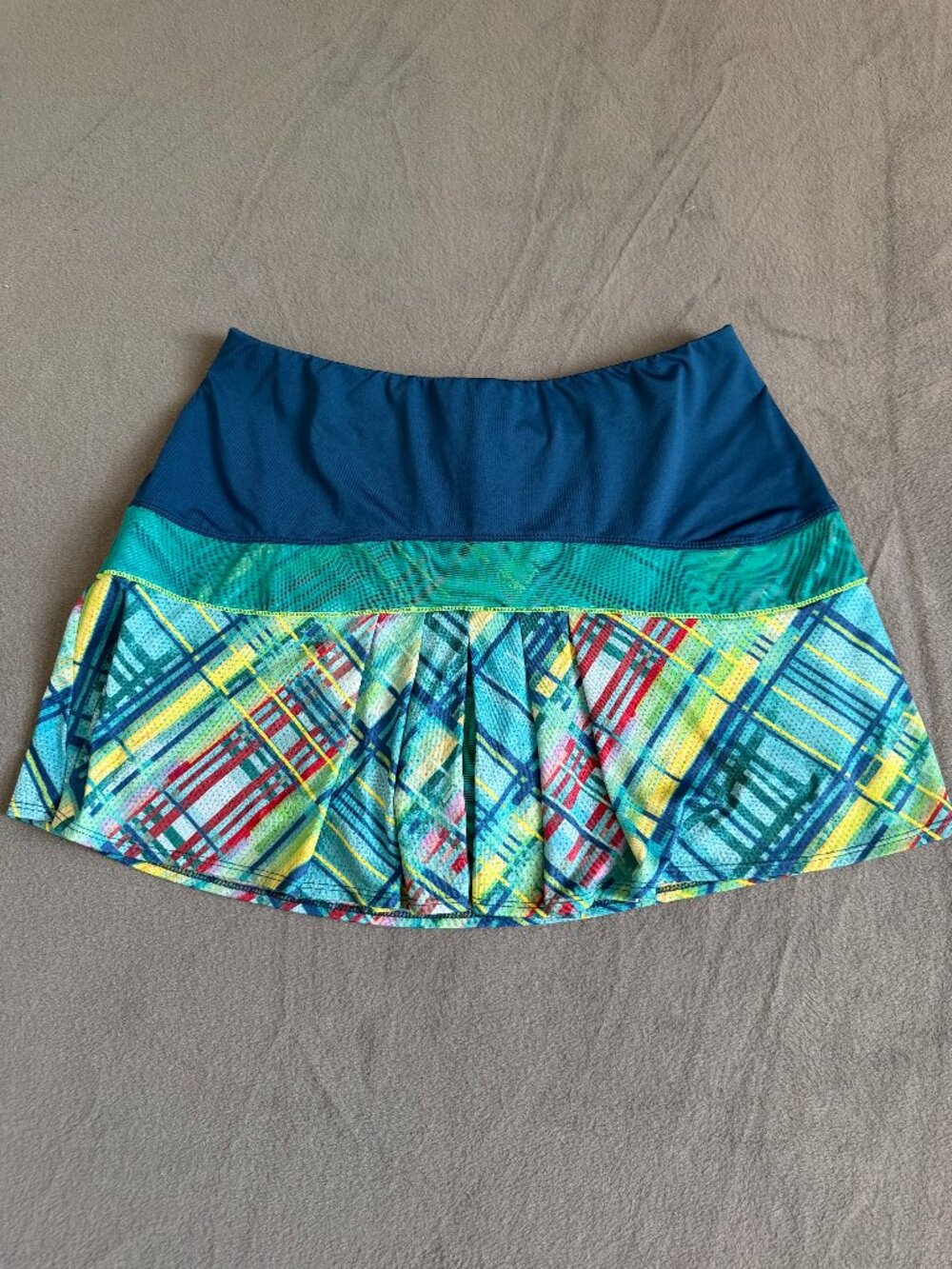 LUCKY IN LOVE XL EveryPlayWomen’s Teal Plaid Pleated Golf TENNIS Skirt SKORT